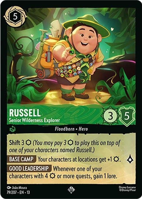 Russell - Senior Wilderness Explorer - 79/207 Super Rare Disney Lorcana card from Attack of the Vine!, Near Mint Normal