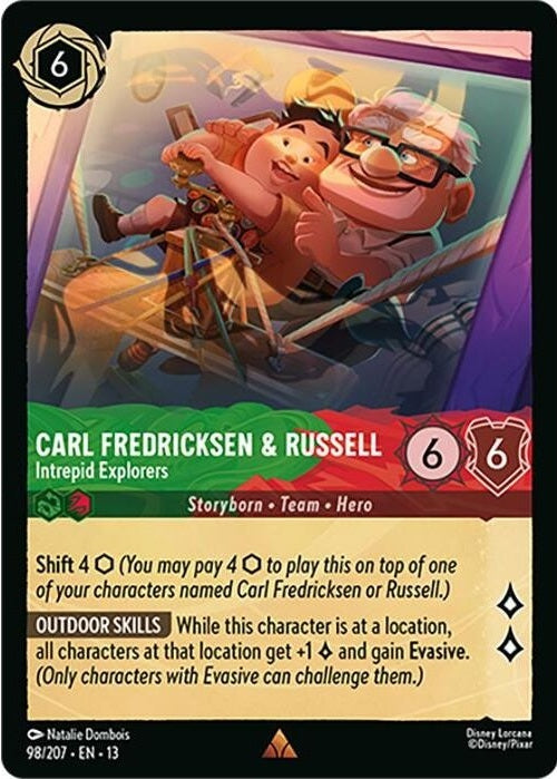 Carl Fredricksen & Russell - Intrepid Explorers - 98/207 Rare Disney Lorcana card from Attack of the Vine!, Near Mint Normal