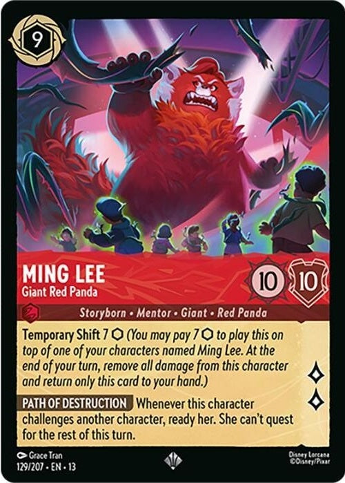 Ming Lee - Giant Red Panda - 129/207 Super Rare Disney Lorcana card from Attack of the Vine!, Near Mint Normal