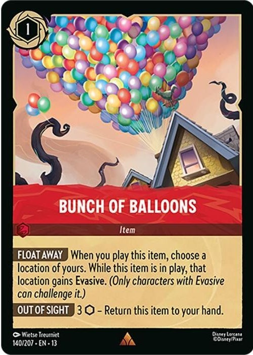 Bunch of Balloons - 140/207 Rare Disney Lorcana card from Attack of the Vine!, Near Mint Normal