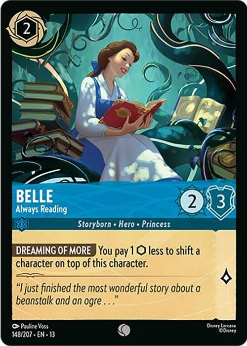 Belle - Always Reading - 148/207 Common Disney Lorcana card from Attack of the Vine!, Near Mint Normal