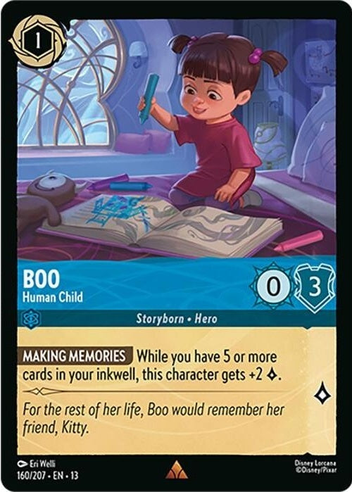 Boo - Human Child - 160/207 Rare Disney Lorcana card from Attack of the Vine!, Near Mint Normal