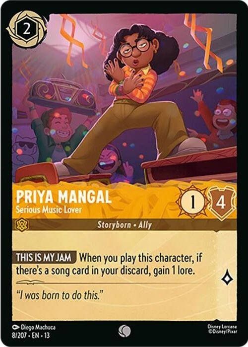 Priya Mangal - Serious Music Lover - 8/207 Common Disney Lorcana card from Attack of the Vine!, Near Mint Normal