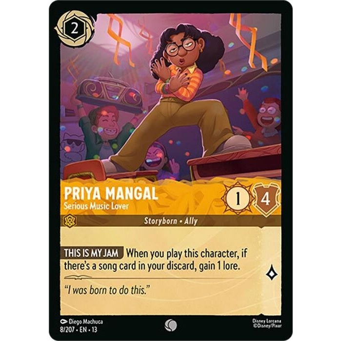 Priya Mangal - Serious Music Lover - 8/207 Common Disney Lorcana card from Attack of the Vine!, Near Mint Normal