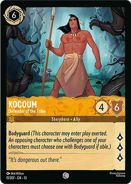 Kocoum - Defender of the Tribe - 11/207 Common Disney Lorcana card from Attack of the Vine!, Near Mint Normal