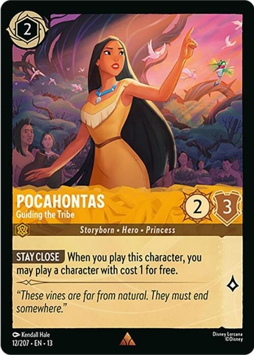 Pocahontas - Guiding the Tribe - 12/207 Rare Disney Lorcana card from Attack of the Vine!, Near Mint Normal