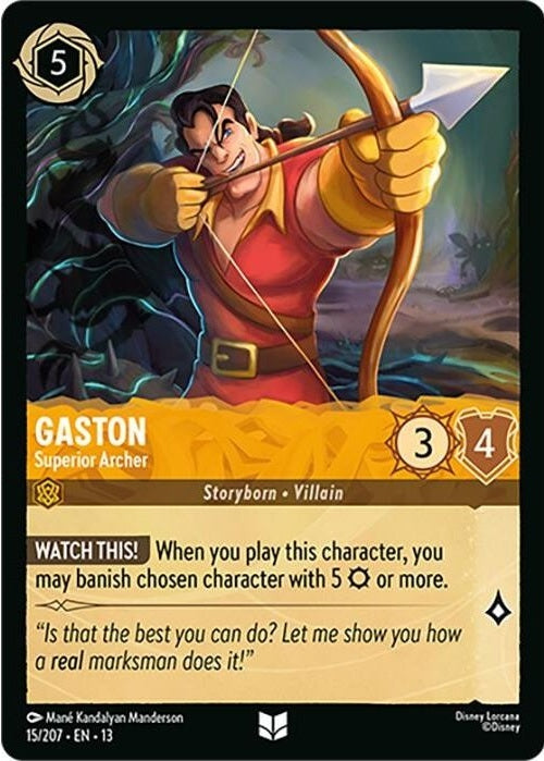 Gaston - Superior Archer - 15/207 Uncommon Disney Lorcana card from Attack of the Vine!, Near Mint Normal