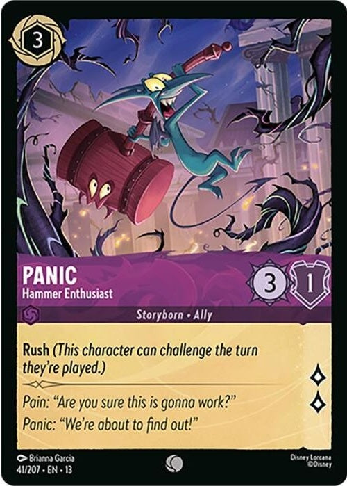 Panic - Hammer Enthusiast - 41/207 Common Disney Lorcana card from Attack of the Vine!, Near Mint Normal
