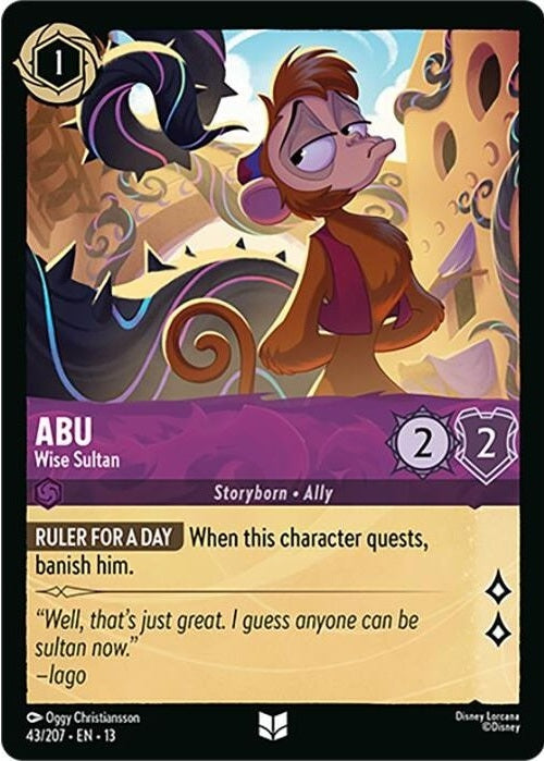 Abu - Wise Sultan - 43/207 Uncommon Disney Lorcana card from Attack of the Vine!, Near Mint Normal