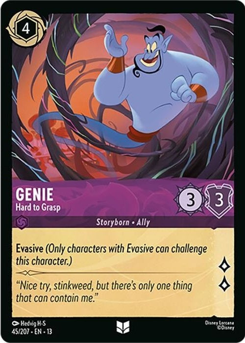Genie - Hard to Grasp - 45/207 Uncommon Disney Lorcana card from Attack of the Vine!, Near Mint Normal