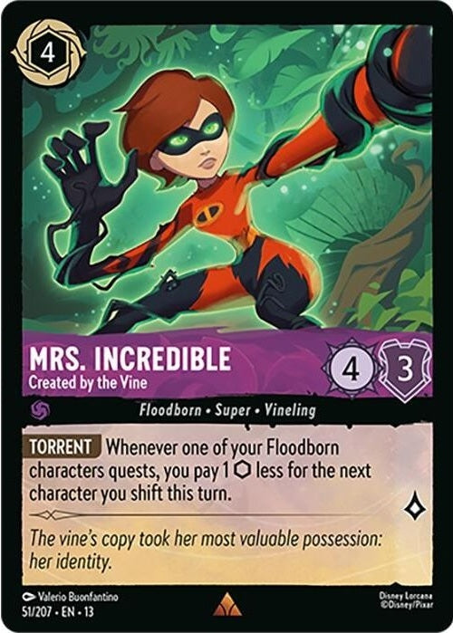 Mrs. Incredible - Created by the Vine - 51/207 Rare Disney Lorcana card from Attack of the Vine!, Near Mint Normal