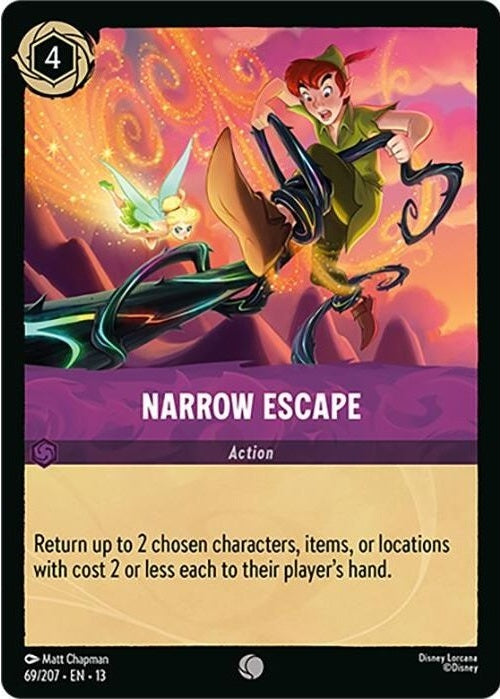 Narrow Escape - 69/207 Common Disney Lorcana card from Attack of the Vine!, Near Mint Normal