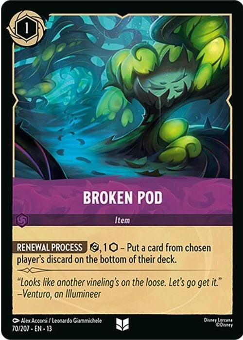 Broken Pod - 70/207 Uncommon Disney Lorcana card from Attack of the Vine!, Near Mint Normal