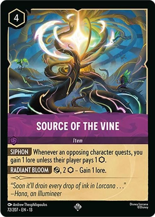 Source of the Vine - 72/207 Super Rare Disney Lorcana card from Attack of the Vine!, Near Mint Normal