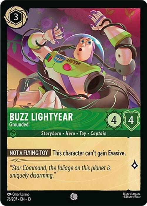 Buzz Lightyear - Grounded - 76/207 Common Disney Lorcana card from Attack of the Vine!, Near Mint Normal