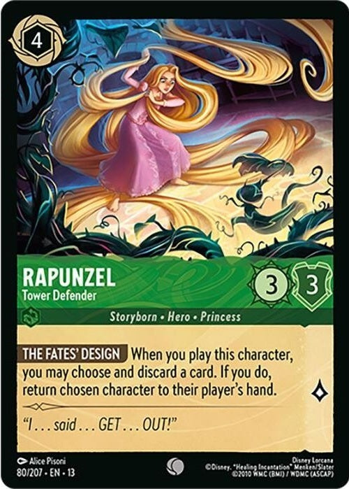 Rapunzel - Tower Defender - 80/207 Common Disney Lorcana card from Attack of the Vine!, Near Mint Normal
