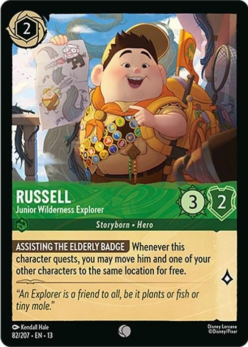 Russell - Junior Wilderness Explorer - 82/207 Common Disney Lorcana card from Attack of the Vine!, Near Mint Normal