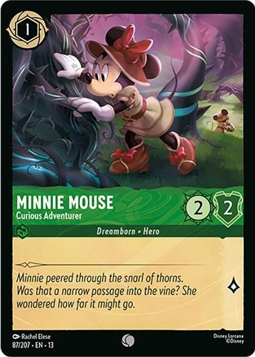 Minnie Mouse - Curious Adventurer - 87/207 Common Disney Lorcana card from Attack of the Vine!, Near Mint Normal