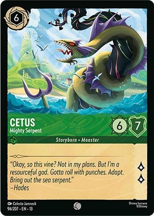 Cetus - Mighty Serpent - 96/207 Common Disney Lorcana card from Attack of the Vine!, Near Mint Normal