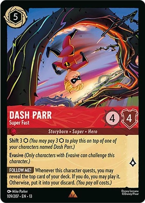 Dash Parr - Super Fast - 109/207 Rare Disney Lorcana card from Attack of the Vine!, Near Mint Normal