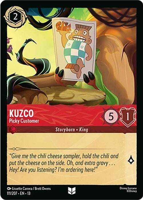 Kuzco - Picky Customer - 111/207 Uncommon Disney Lorcana card from Attack of the Vine!, Near Mint Normal