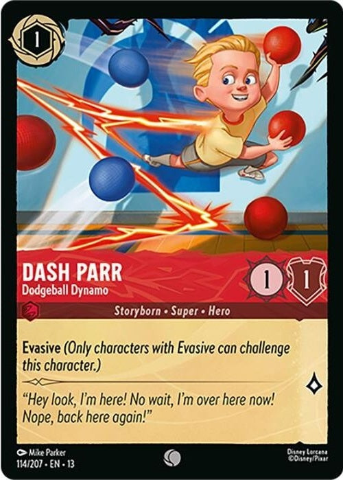 Dash Parr - Dodgeball Dynamo - 114/207 Common Disney Lorcana card from Attack of the Vine!, Near Mint Normal