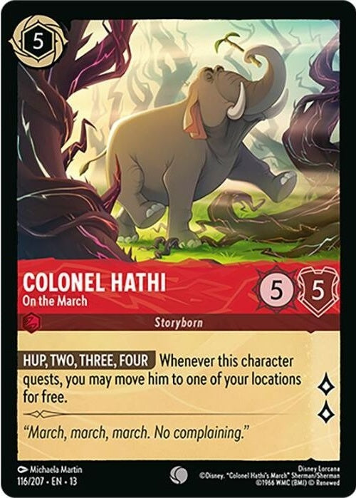 Colonel Hathi - On the March - 116/207 Common Disney Lorcana card from Attack of the Vine!, Near Mint Normal