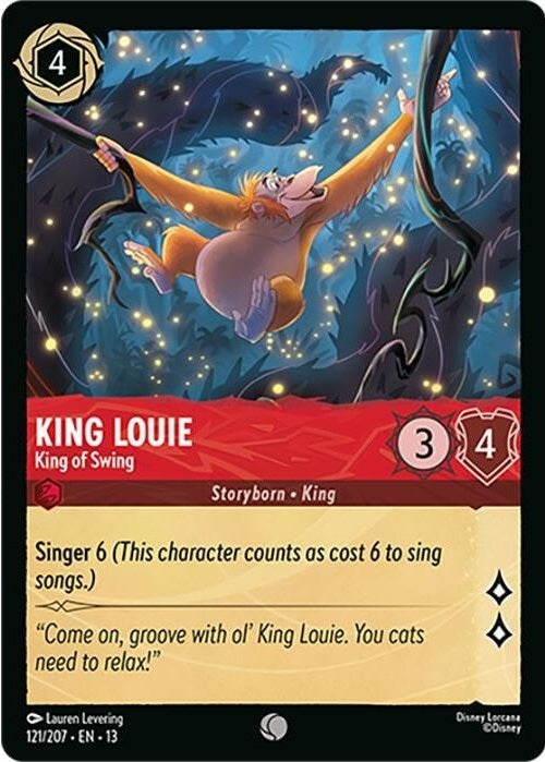 King Louie - King of Swing - 121/207 Common Disney Lorcana card from Attack of the Vine!, Near Mint Normal