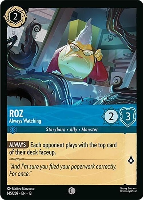 Roz - Always Watching - 145/207 Common Disney Lorcana card from Attack of the Vine!, Near Mint Normal