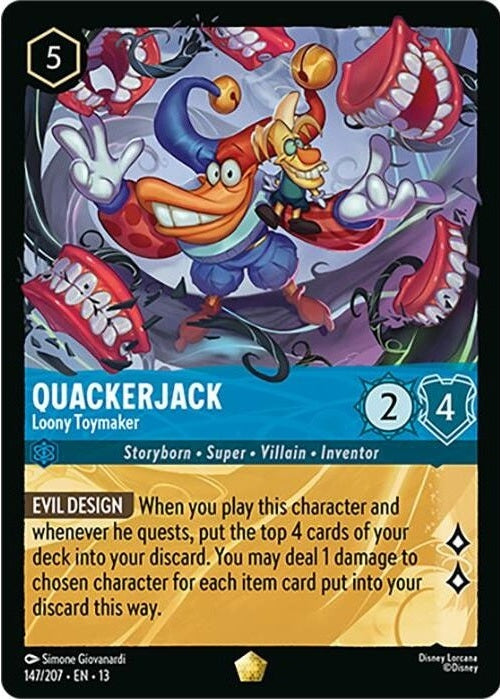 Quackerjack - Loony Toymaker - 147/207 Legendary Disney Lorcana card from Attack of the Vine!, Near Mint Normal
