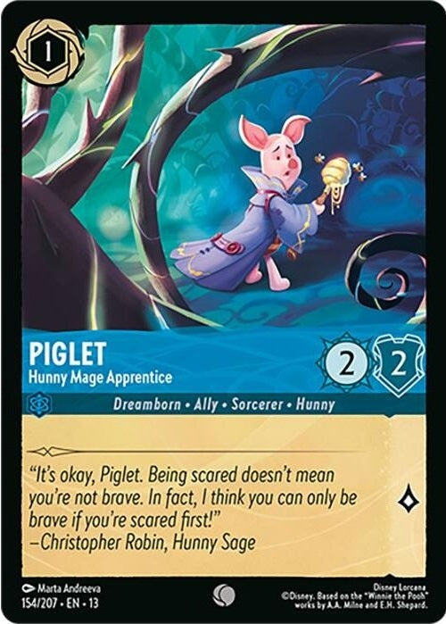 Piglet - Hunny Mage Apprentice - 154/207 Common Disney Lorcana card from Attack of the Vine!, Near Mint Normal