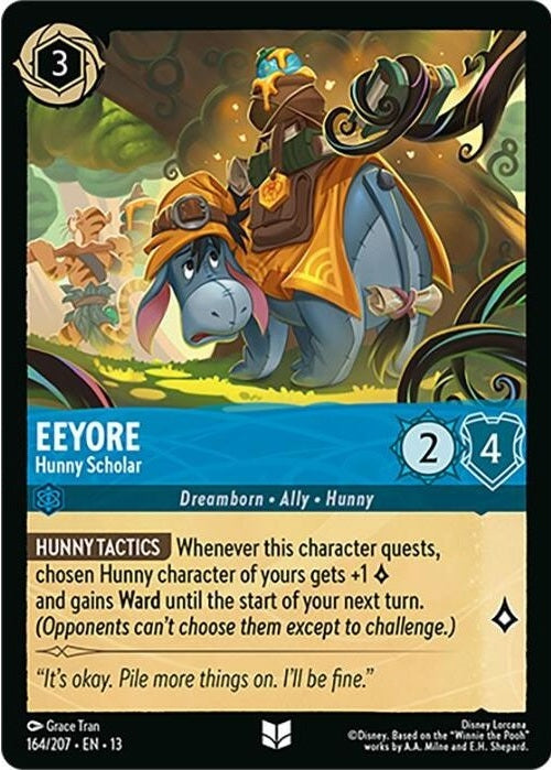 Eeyore - Hunny Scholar - 164/207 Uncommon Disney Lorcana card from Attack of the Vine!, Near Mint Normal