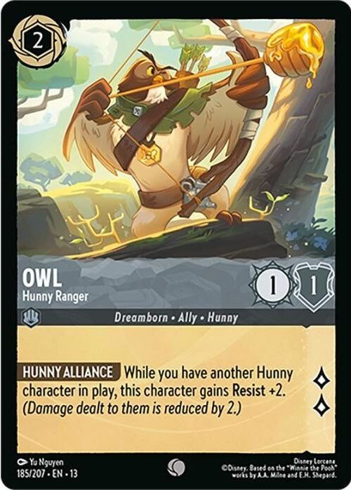 Owl - Hunny Ranger - 185/207 Common Disney Lorcana card from Attack of the Vine!, Near Mint Normal