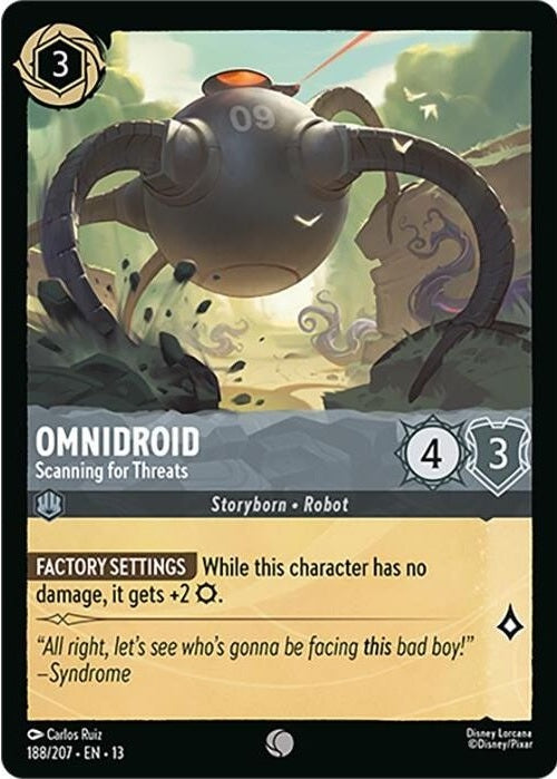 Omnidroid - Scanning for Threats - 188/207 Common Disney Lorcana card from Attack of the Vine!, Near Mint Normal