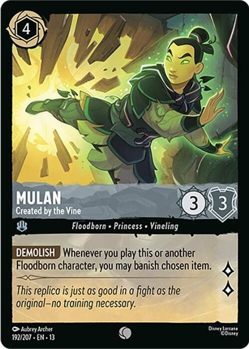 Mulan - Created by the Vine - 192/207 Common Disney Lorcana card from Attack of the Vine!, Near Mint Normal