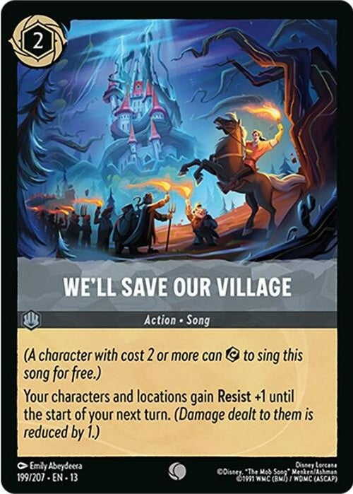 We'll Save Our Village - 199/207 Common Disney Lorcana card from Attack of the Vine!, Near Mint Normal