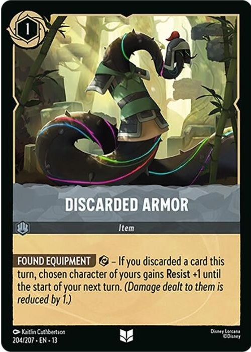 Discarded Armor - 204/207 Uncommon Disney Lorcana card from Attack of the Vine!, Near Mint Normal