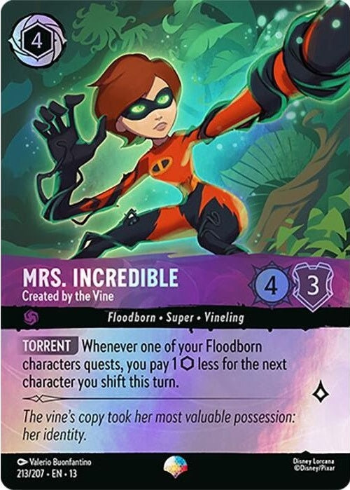 Mrs. Incredible - Created by the Vine (Epic) - 213/207 Epic Disney Lorcana card from Attack of the Vine!, Near Mint Holofoil