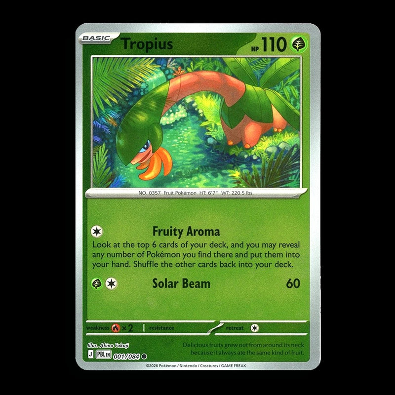 Tropius - 001/084 Common Pokémon card from Pitch Black, Near Mint Reverse Holofoil
