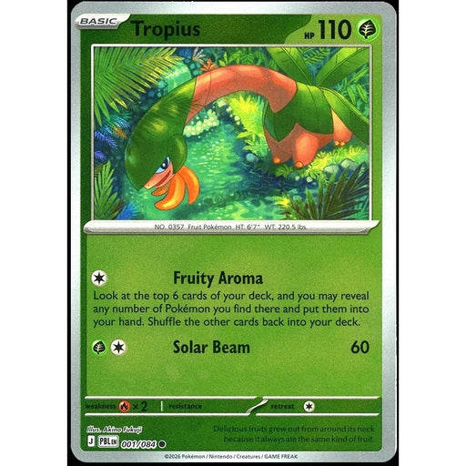 Tropius - 001/084 Common Pokémon card from Pitch Black, Near Mint Reverse Holofoil