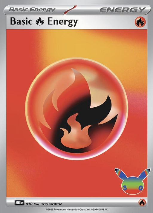 Basic Fire Energy - 010 (30th Celebration) - 010 Futuristic Rare Pokémon card from Mega Evolution Energies, Near Mint Holofoil