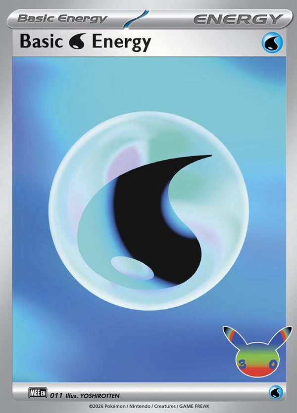 Basic Water Energy - 011 (30th Celebration) - 011 Futuristic Rare Pokémon card from Mega Evolution Energies, Near Mint Holofoil