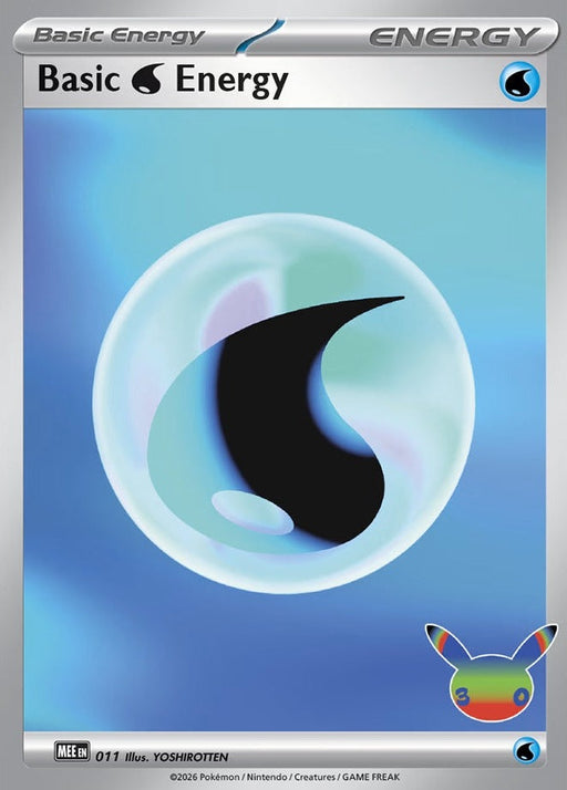 Basic Water Energy - 011 (30th Celebration) - 011 Futuristic Rare Pokémon card from Mega Evolution Energies, Near Mint Holofoil