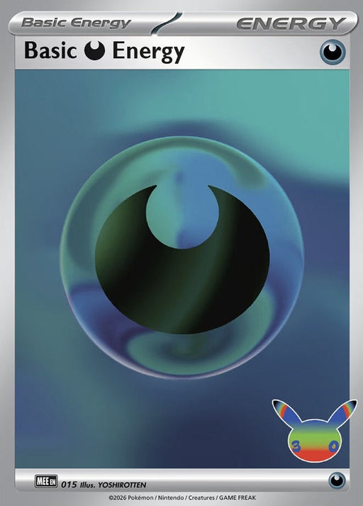 Basic Darkness Energy - 015 (30th Celebration) - 015 Futuristic Rare Pokémon card from Mega Evolution Energies, Near Mint Holofoil