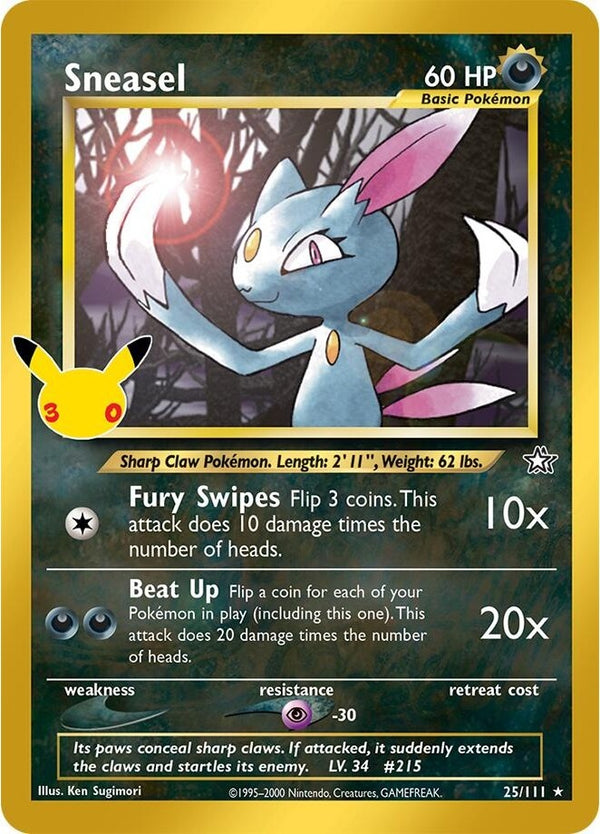 Sneasel - 25/111 Classic Collection Pokémon card from 30th Celebration Classic Collection, Near Mint Holofoil