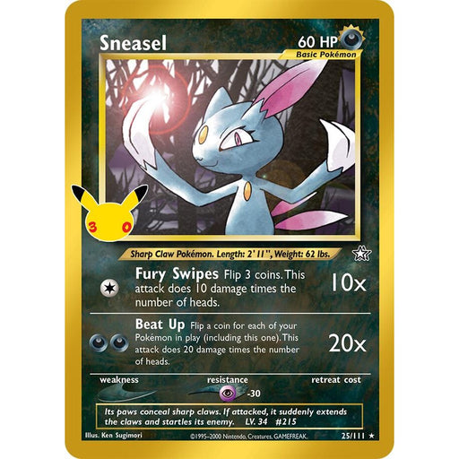 Sneasel - 25/111 Classic Collection Pokémon card from 30th Celebration Classic Collection, Near Mint Holofoil