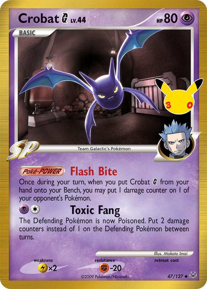 Crobat G - 47/127 Classic Collection Pokémon card from 30th Celebration Classic Collection, Near Mint Holofoil