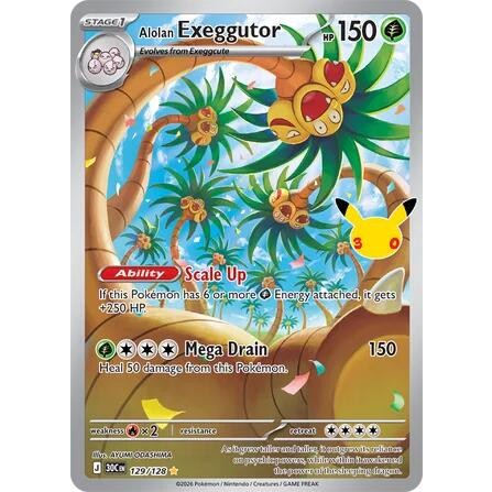 Alolan Exeggutor - 129/128 Illustration Rare Pokémon card from 30th Celebration, Near Mint Holofoil