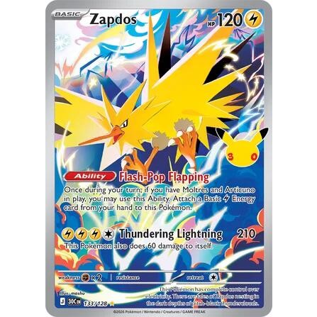 Zapdos - 133/128 Illustration Rare Pokémon card from 30th Celebration, Near Mint Holofoil
