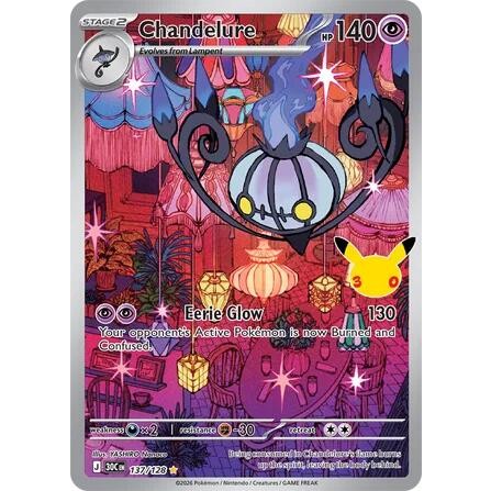 Chandelure - 137/128 Illustration Rare Pokémon card from 30th Celebration, Near Mint Holofoil